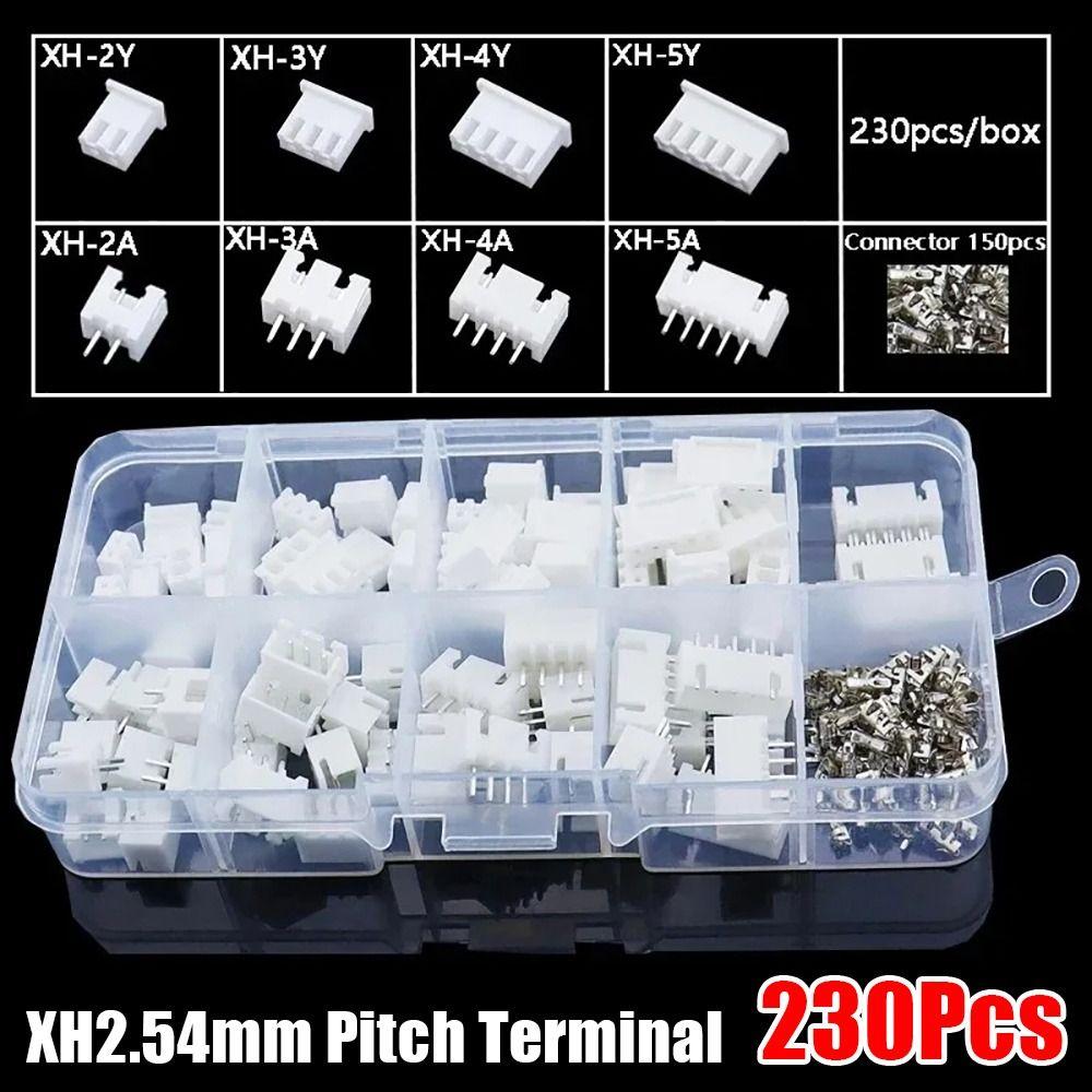 230Pcs Male And Female Pin Connector 2p 3p 4p 5pin Terminal Connector Kit 2.54mm Pitch Terminal