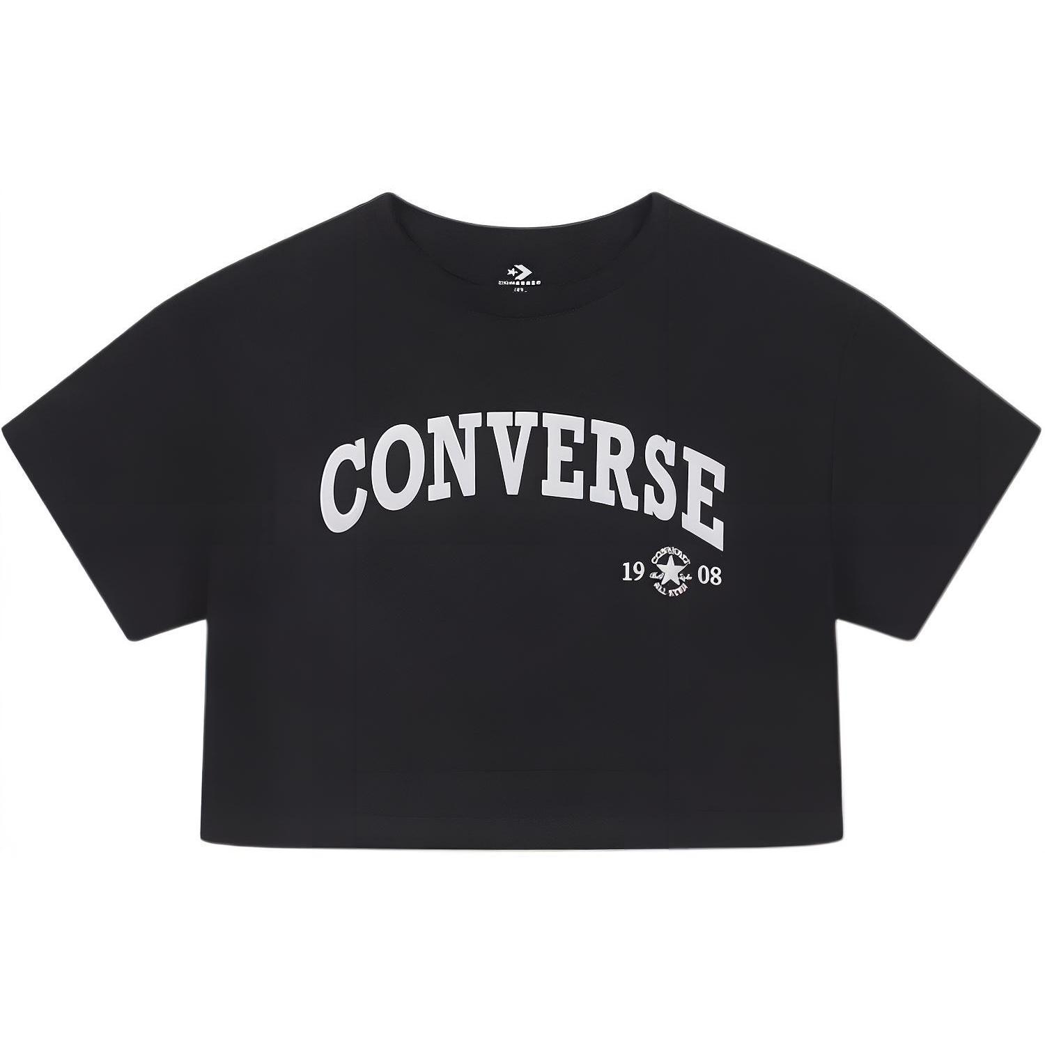 (WMNS) Converse Retro Chuck Cropped T-Shirt Asia Sizing Black Women s 10026367-A02 M