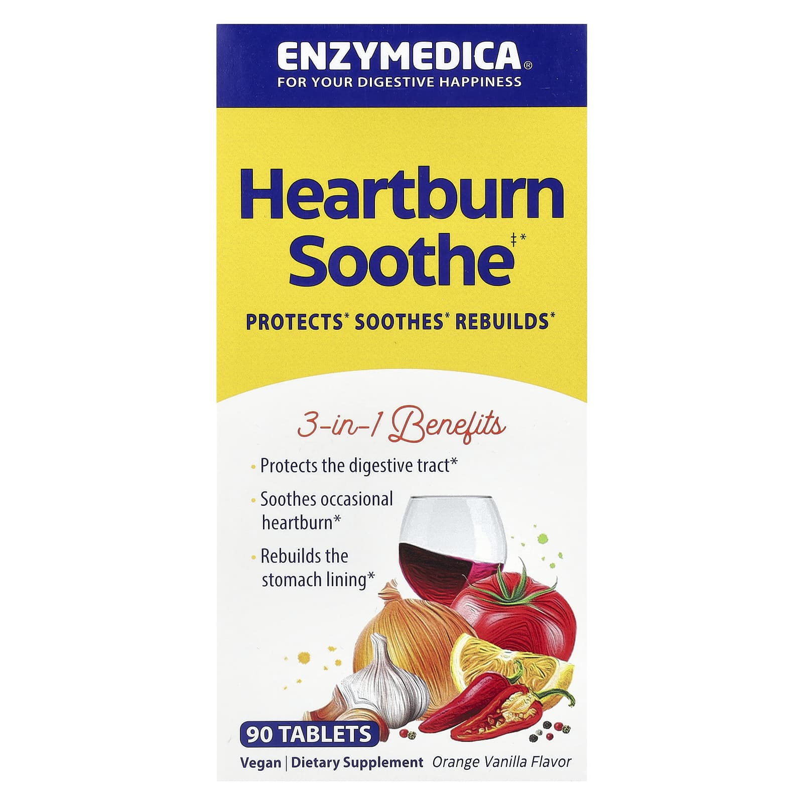 

Heartburn Relief, Orange Vanilla, 90 Tablets