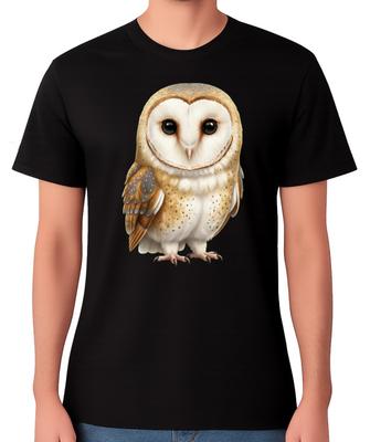 Barn Owl Cute Wildlife Illustration T-Shirt Bird Lover Nature Gift Unisex Tee