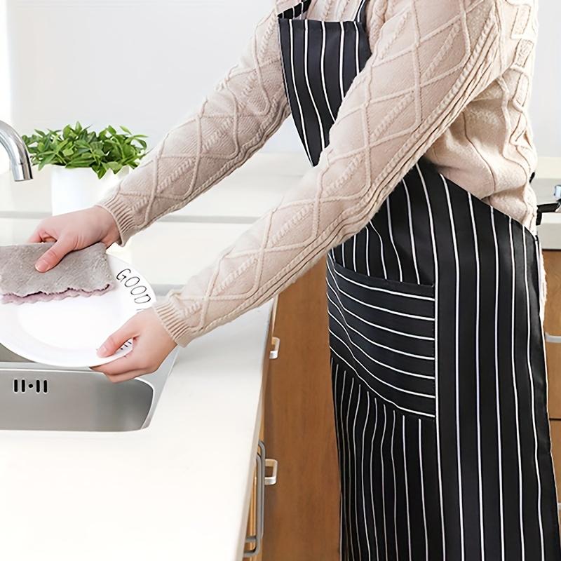 Striped Waterproof Cotton Work Apron Oil-Resistant Cooking Apron for Home Restaurant Coffee Shop Men and Women