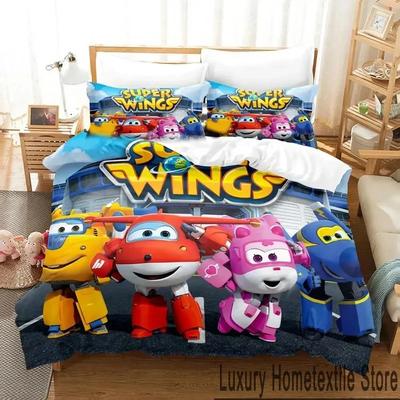 3D Print Super Cartoon Wings Bedding Set Boys Girls Twin Queen King Size Duvet Cover Pillowcase Bed Boys Adult