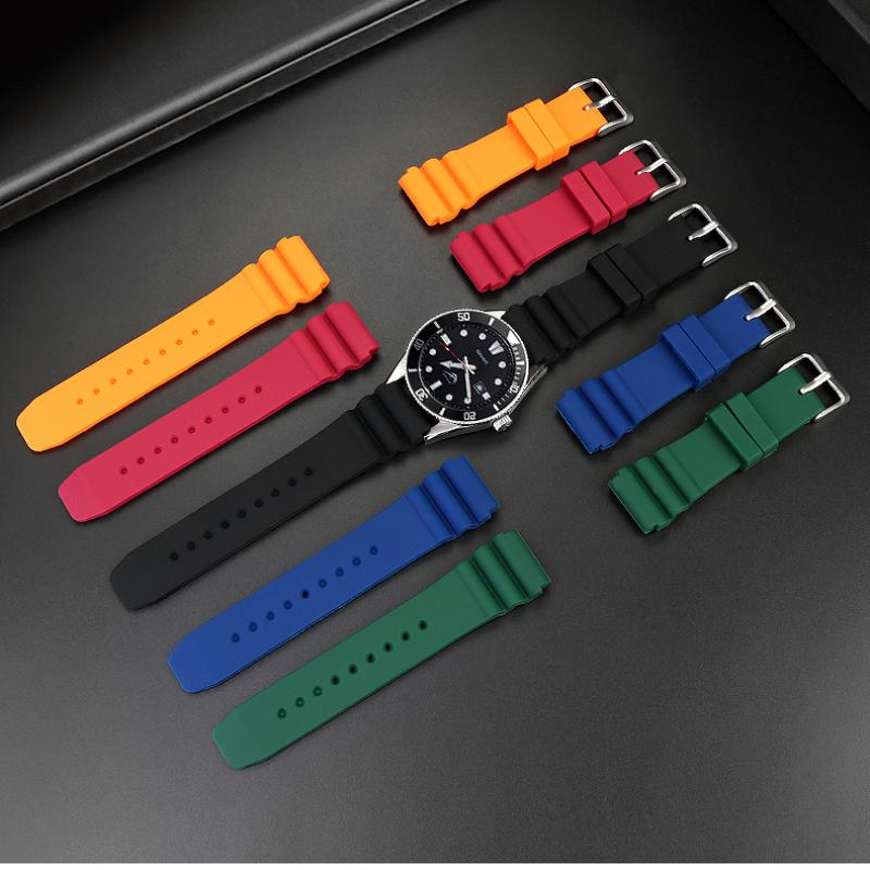 Silikonarmband 22 mm För CASIO swordfish dykklocka MDV-106 MDV-107 MTP-VD01D efr-303l klockarmband Orange grön herrarmband