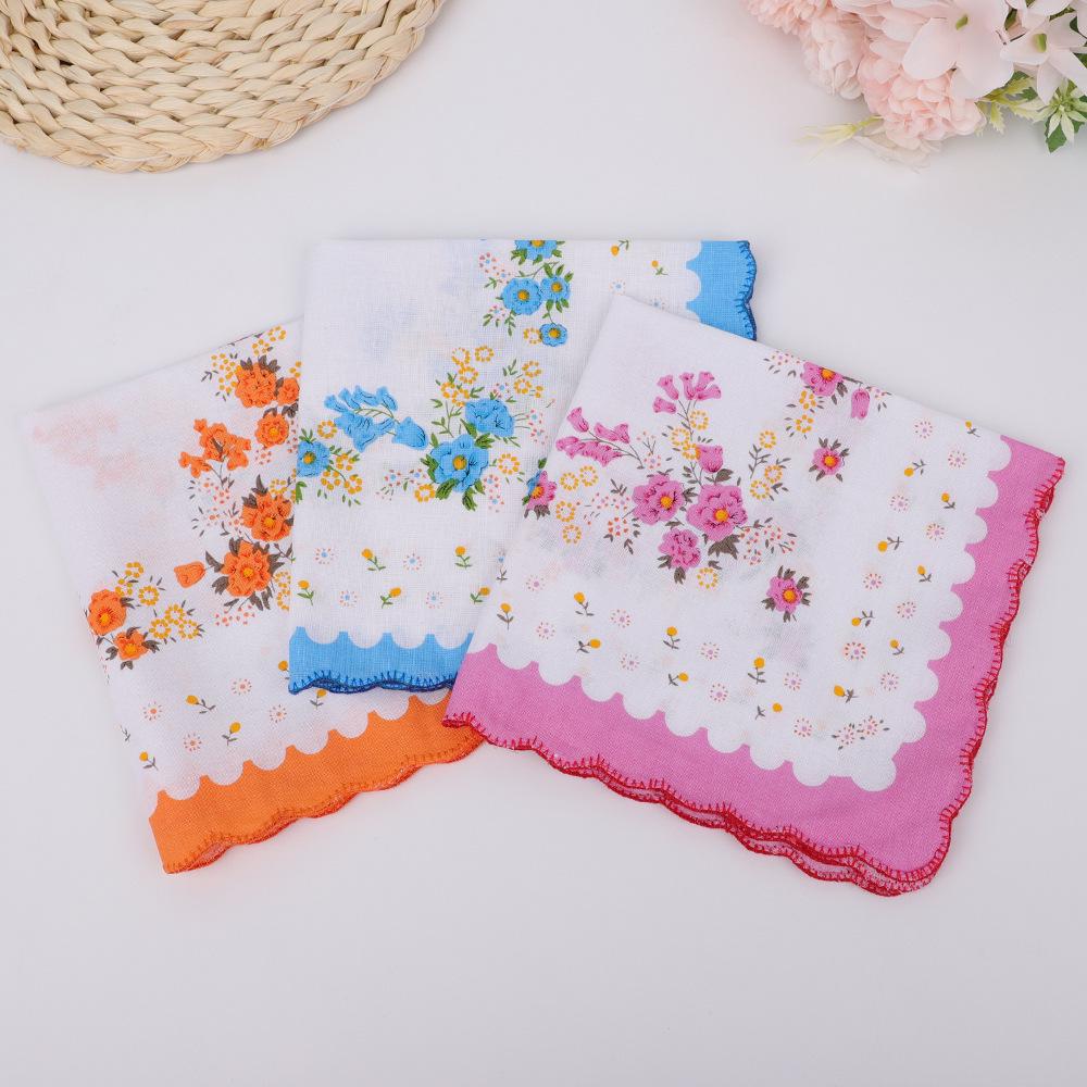 30cm Women's Nostalgic Cotton Handkerchief - Classic Square Towel for Sweat Wiping