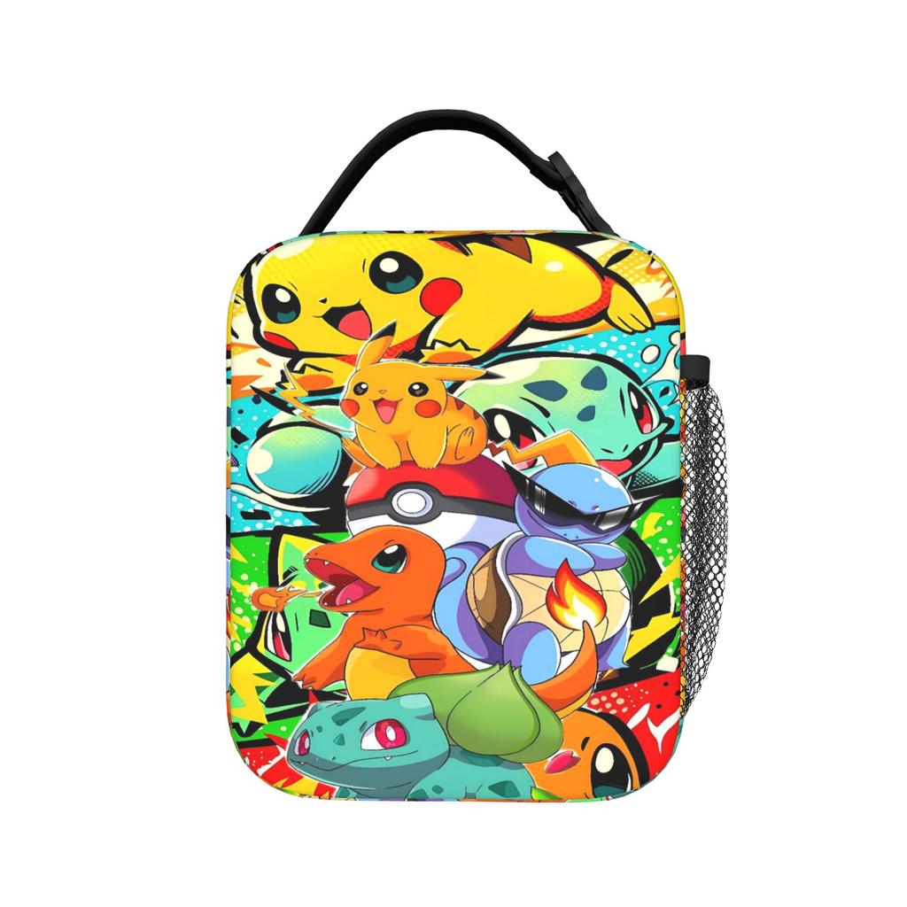 Squirtle Chaotic Mix Anime Lunch Bag For Women  Print Travel Lunch Box Funny Portable Oxford Cooler Bag