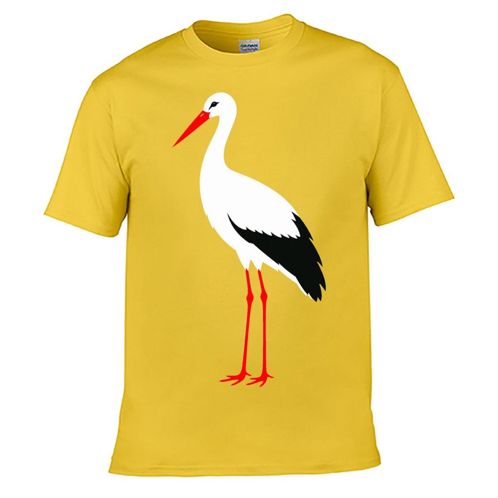 Minimalist White Stork Bird Portrait Loose Vintage Distressed Washed Casual Tee