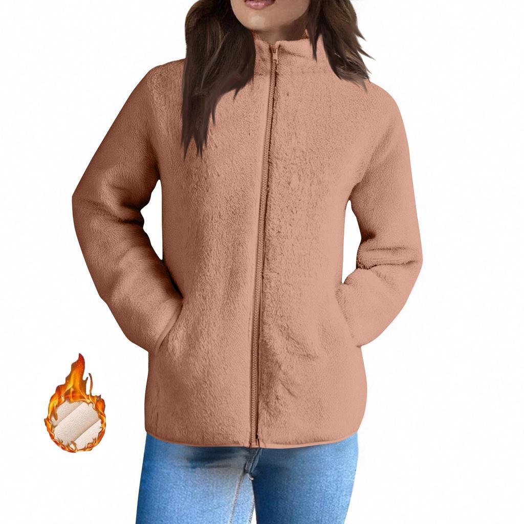 Dámské zimní kabáty Teplé plyšové bundy S otevřeným předním dílem Kardigan s dlouhým rukávem Trendy Chlupavé svrchní oblečení