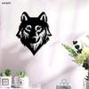 Wolf Head Wrought Iron Art Home and Outdoor Decor Wall Sculpture Living Room Bedroom