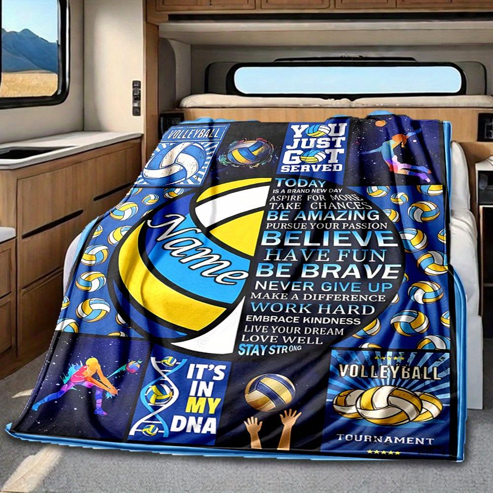 Volleyball American Flag Blanket Personalized Name Soft Comfortable Stylish Blanket Car Blanket Perfect For Travel Camping Outdoor Home Suitable For