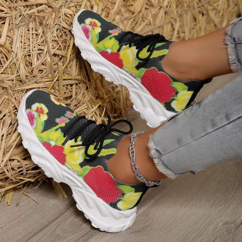 Fashion Women's High Quality Knitted Sneakers Summer 2025 New Breathable Air Mesh Casual Shoes Woman Light Weight Walking Sports Flats