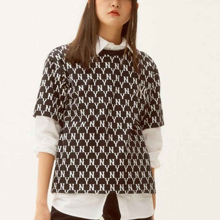 New MLB Drop Shoulder Sleeve T Shirt Unisex Black 31TSM1131-50L