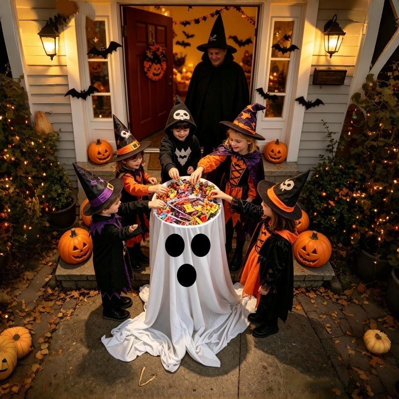 Neue Geist-Figur Süßigkeitenschale Halter, Außenbereich Haustür Dekorations-Ornament, Halloween Party Location Layout Dekoration