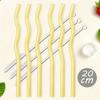 6Pcs Pink 200*8mm Glass Straws Wavy Drinking Straw Set with 3 Brush High Borosilicate Glass Straw Kitchen Party Bar Drinkware