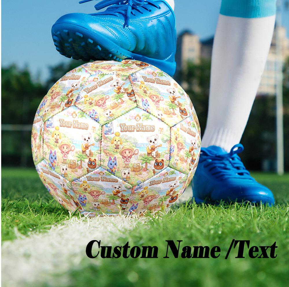 Custom Text Size 5 Soccer Ball, Standard Match Football For OutdoorAnimal Crossing
