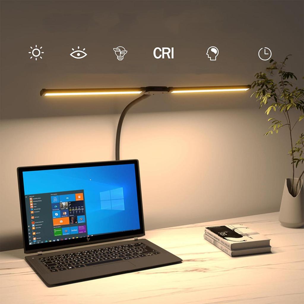 LED desk lamp desktop office gooseneck double head clip desk lamp study reading eye protection
