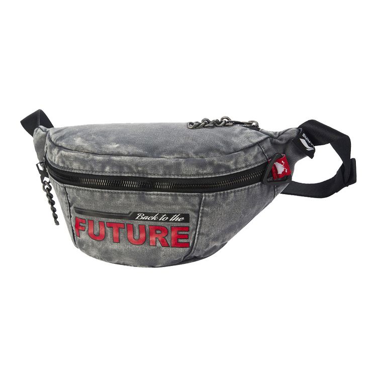 Li-Ning Back To The Future Collaboration Series Universal Pictures Zippered Fabric Crossbody Bag Shoulder Bag Waist Bag Unisex bags Gray ABDR508-1