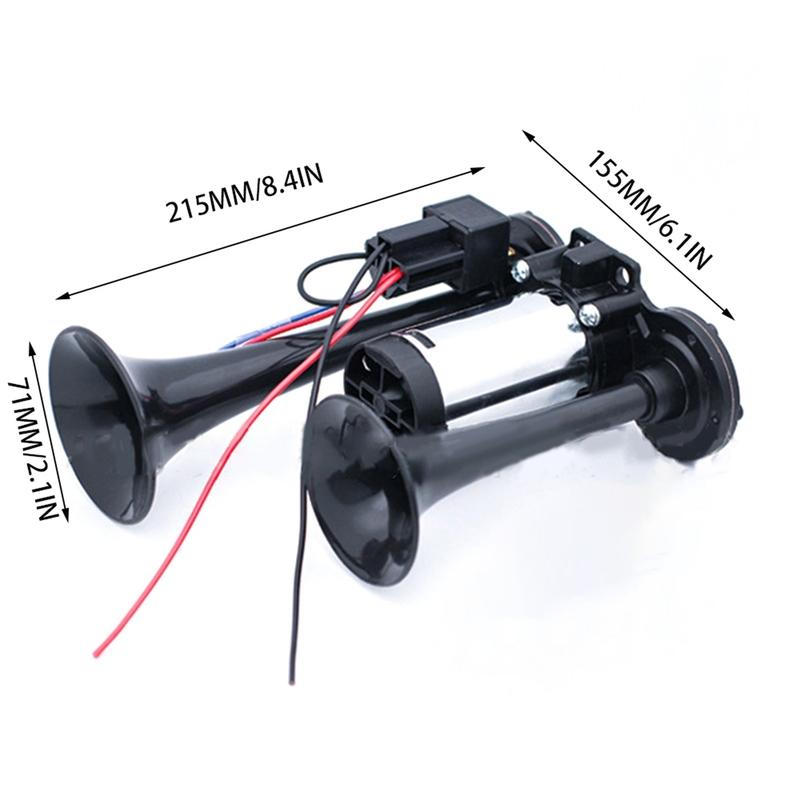 600DB Dual Trumpets 12V 15A Super Loud Horns Kit Universal For 12V Cars Motorcycles Trucks Trains Boats Accessories