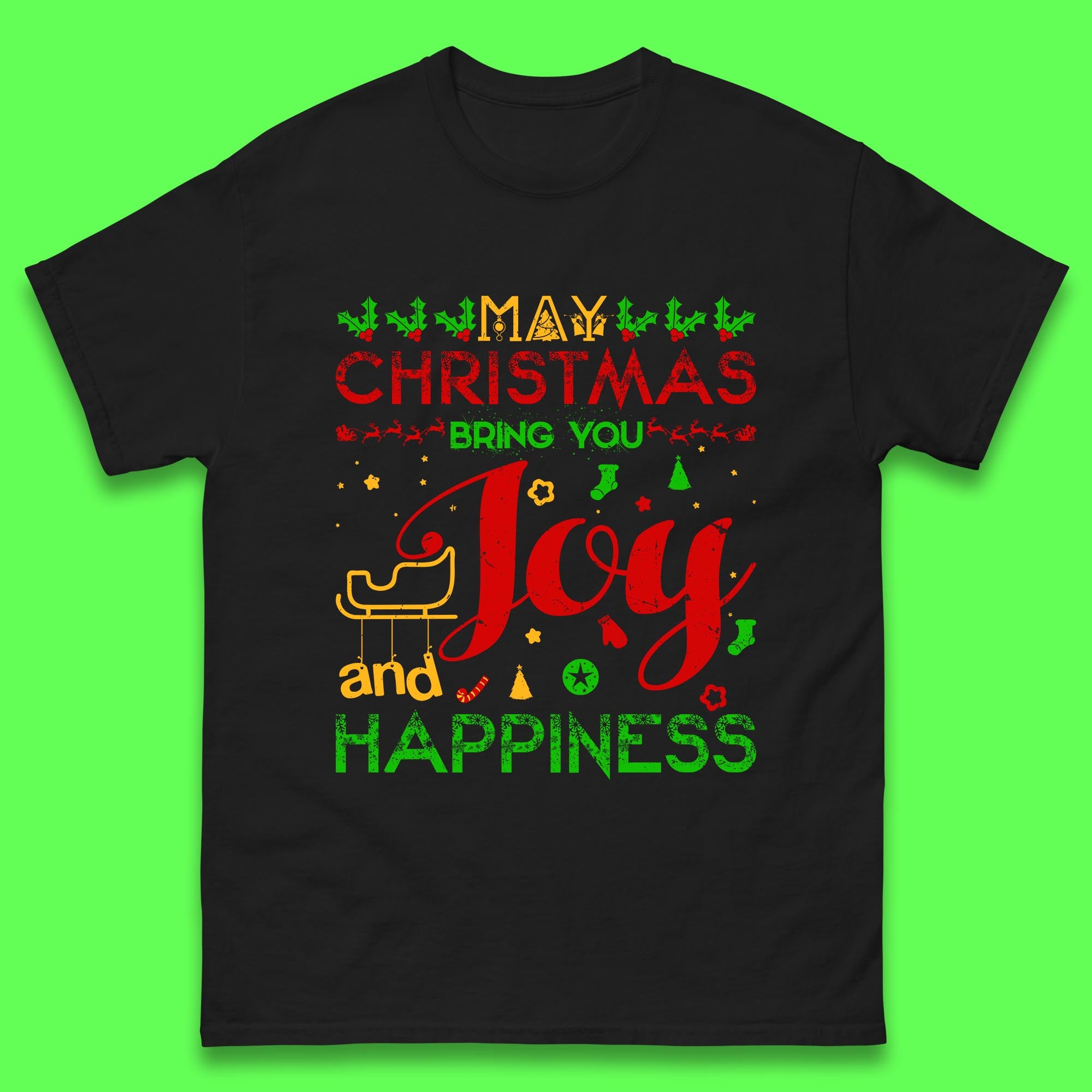 May Christmas Bring You Joy And Happiness Mens T Shirt Womens Tops Tees Christmas Top L
