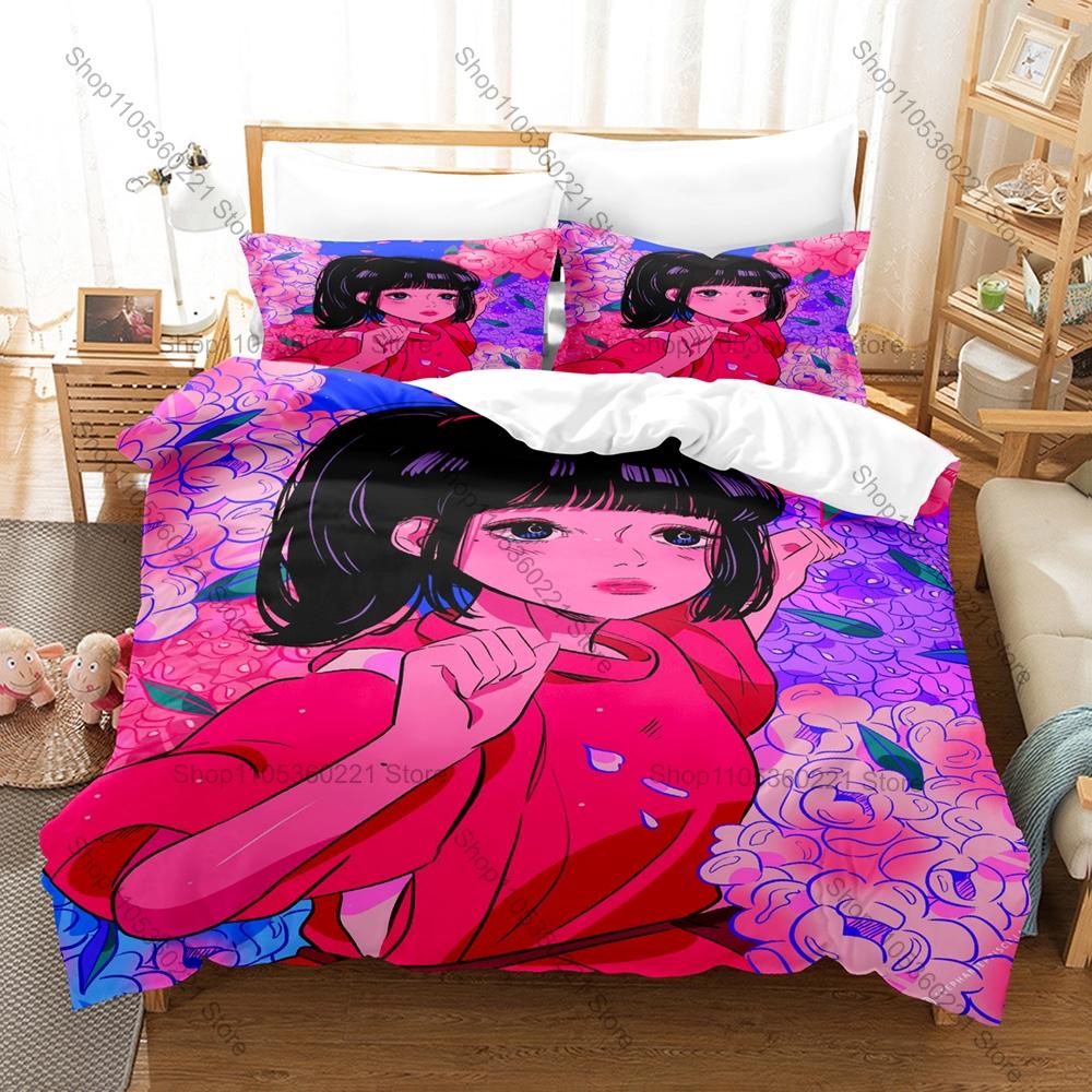 Classic Anime Perfect Blue Duvet Cover + 2 Pillowcases, Art Pattern Soft Bedding Set for Anime Lovers Daily Use