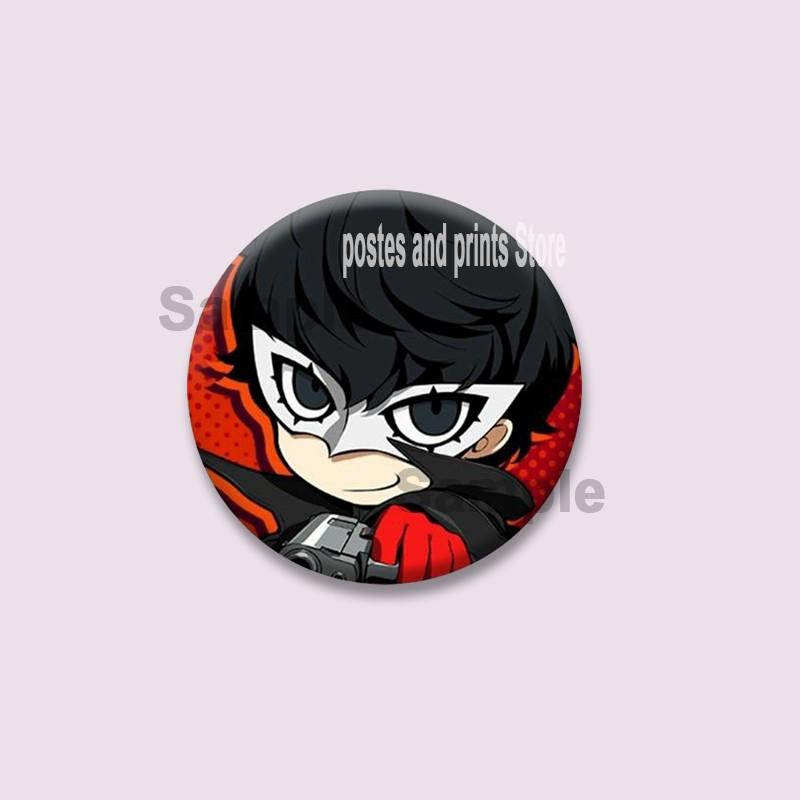 Spiel P-Persona 5 Runde Anstecker Ann Takamaki Ren Amamiya Knopfleisten Tasche Kleidung Dekorationen Brosche Sammlerstücke Schmuck Geschenke
