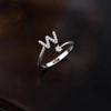 Sterling Adjustable Letter Zircon Ring Women Minimalist Fashion Jewelry Alphabet Initial
