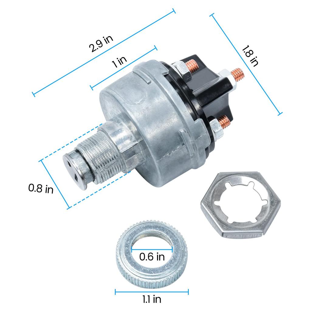 Huazu Ignition Key Switch 4 Position Universal Starter Switch Car Forklift Truck Tractor Trailer Caterpillar Agriculture Plant Use Acc/Off/IGN/(Start)