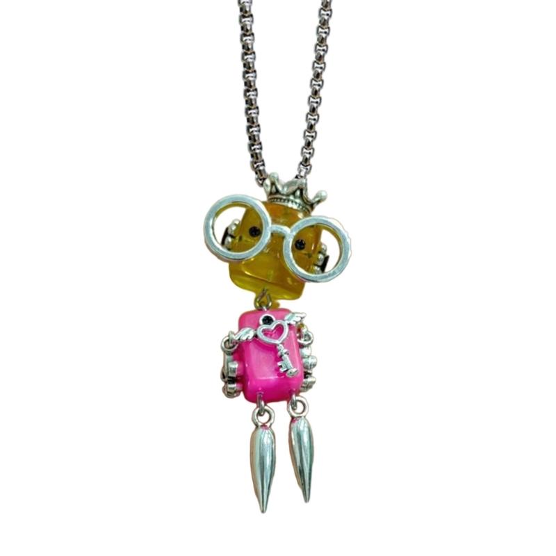 

Retro Movable Joint Robot Neckchain Vintage Mechanical Screw Robot Pendant Necklace Clavicular Chain Jewelry Accessories