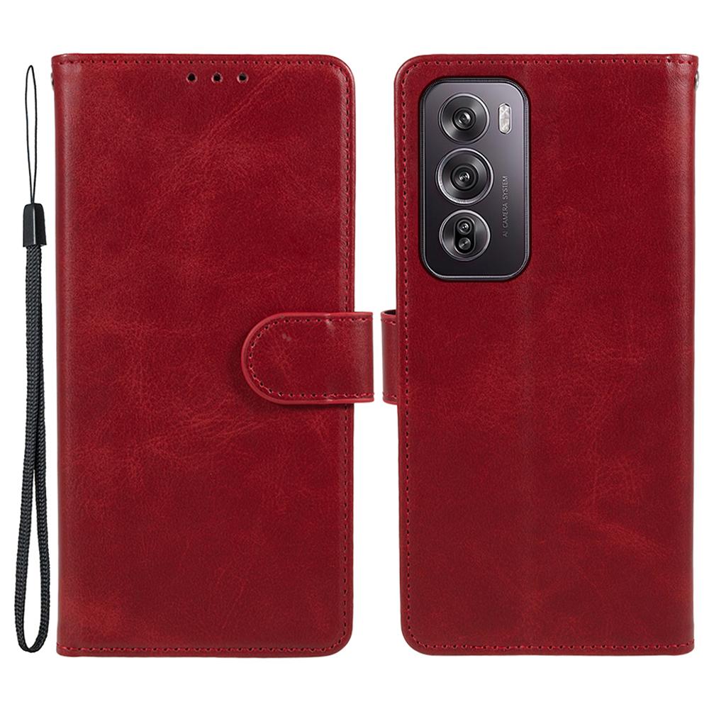 

Для Oppo Reno12 Pro 5G (Глобальный) Чехол-кошелек из кожи для телефона с боковой магнитной застежкой Red