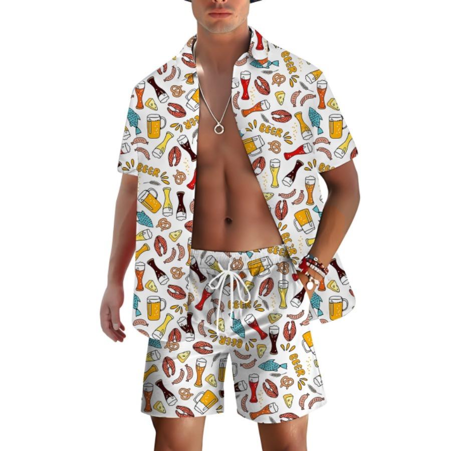 Summer Graffiti 3D Print Men Shirt Sets Fashion Short Sleeve Shirt Oversized Beach Shorts Streetwear Hawaiian Suits Clothes