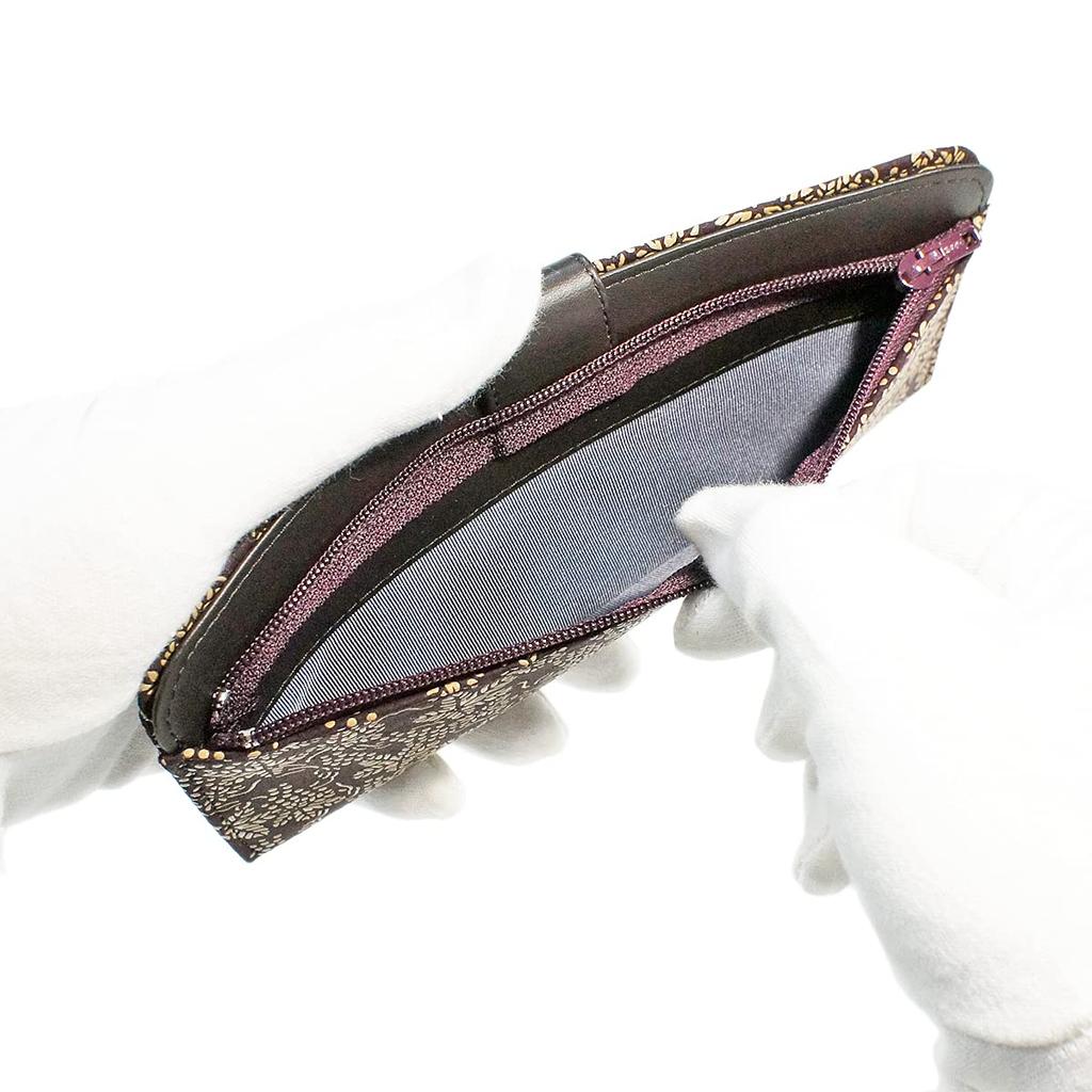 Indenya Inden Long Wallet, Large, Thin Deerskin, Purple with White Lacquer, Grape Pattern, 2107-16-120