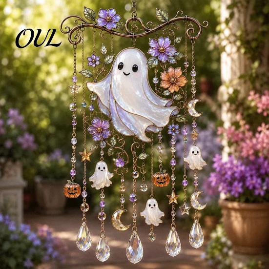 Harvest Season Gift for Gardeners Halloween Acrylic Wind Chime Pendant, Crystal Suncatcher Hanging Ornaments, Decorative Unique Seasonal Ornaments