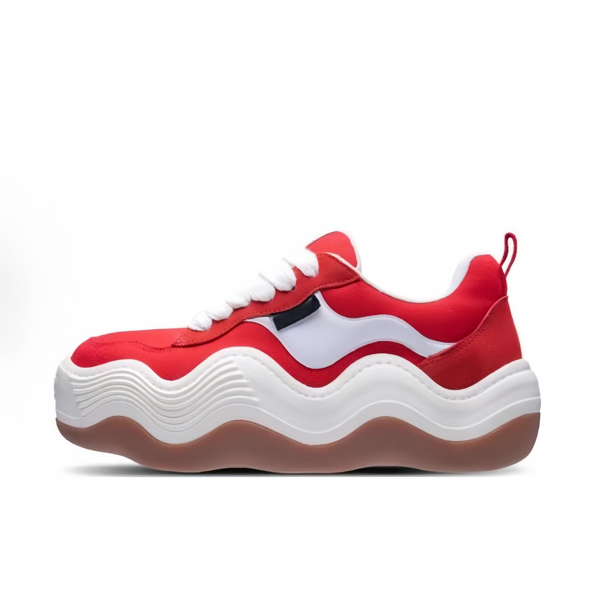 

Chunky Sole Lace Up Wavy Dad Sneakers For Women Autumn Winter 36 красный