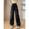 Trendy Pink Workwear Thin High-waisted Loose Casual Straight Pants