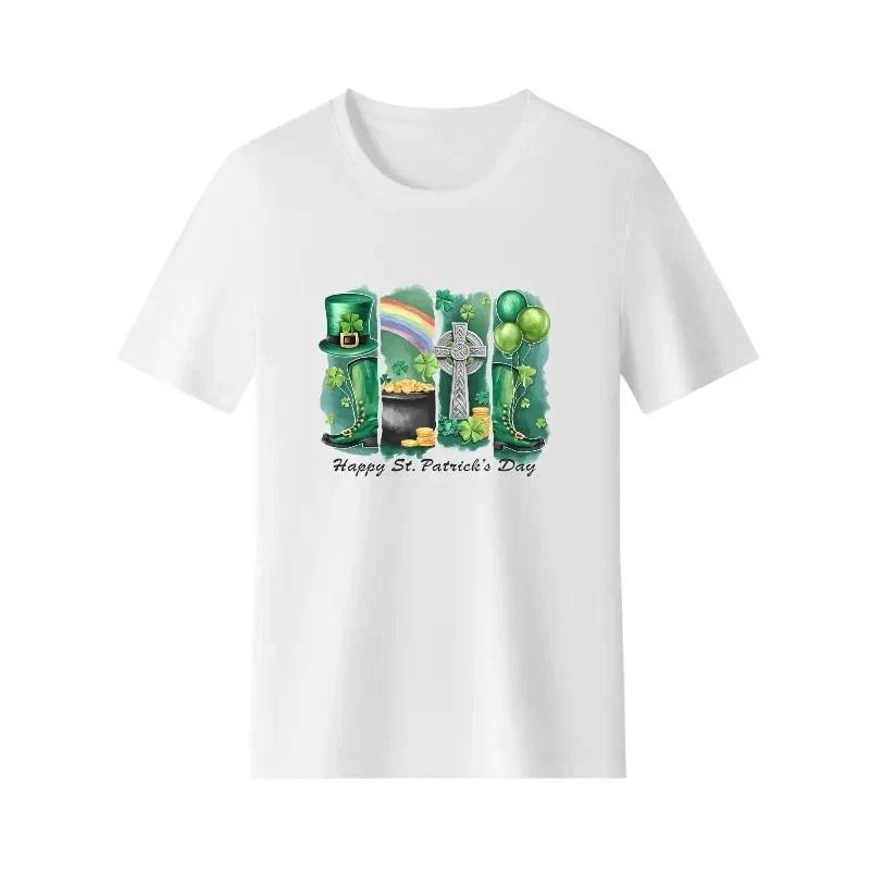 

Happy St. Patrick’s Day T-Shirt Shamrock Holiday Unisex Crew Neck L