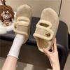 Retro thick-bottomed fluffy slippers for women's outer wear 2025 new winter velvet warm bag head half-drag one-pedal cotton drag