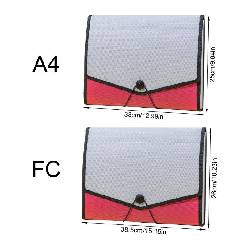 13 Pockets Expandable File Case Plastic Document Organiser Filing Bag Elastic String Closure for Office School Supplies