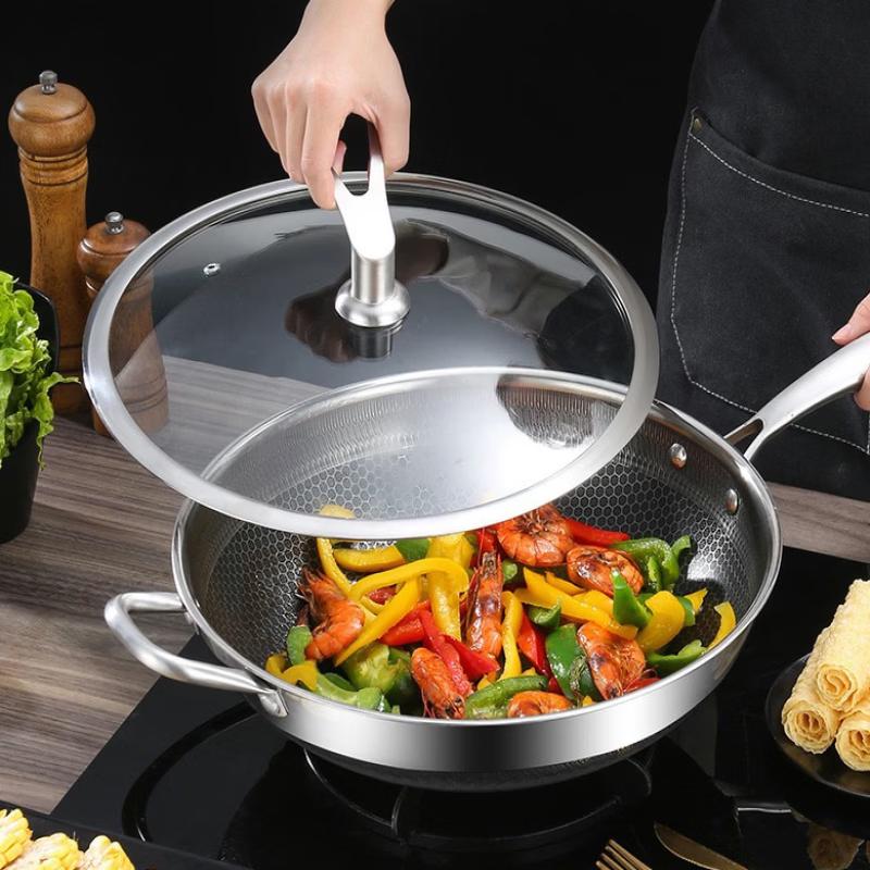 ZISIZ 304 Stainless Steel Honeycomb Wok