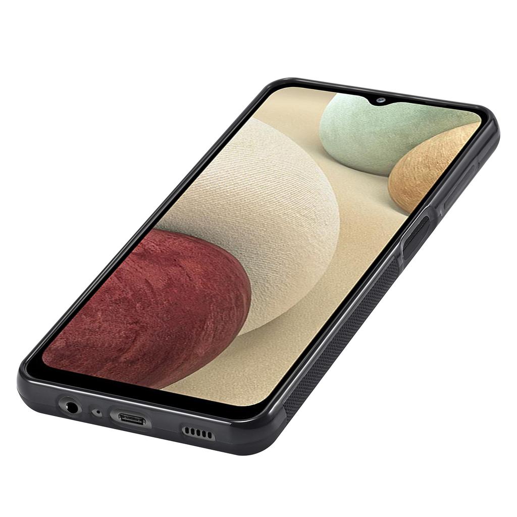 LC.IMEEKE For Samsung Galaxy A12 PU Leather Coated TPU+EVA Case Carbon Fiber Phone Cover
