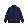 Li Ning Plain Loose Wash Denim Jacket Men Jackets Dark-Blue AJDSA39-1