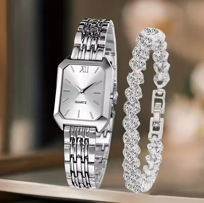 Women'S Watch Fashion Watch Women'S Quartz Watch Simple Scale Women'S Two-Piece Watch