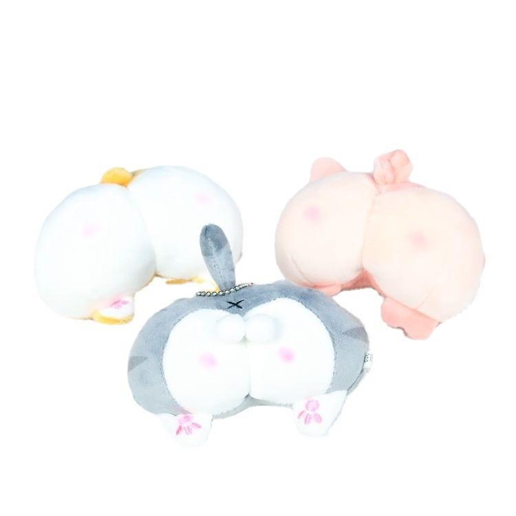 Adorable Animal Butt Keychain Plush Toy Doll Cute Peachy Bottom For Backpack
