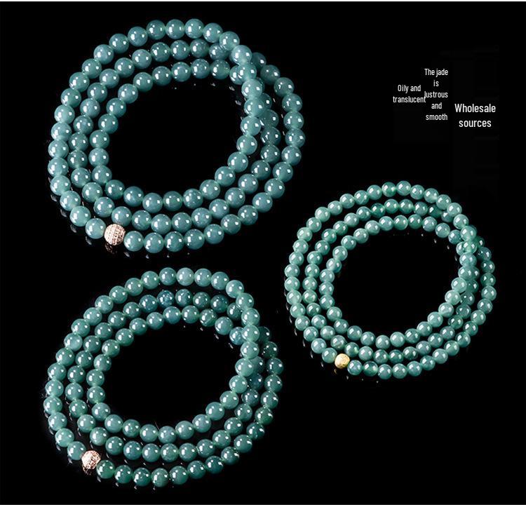 Blue Water Jade Bead Necklace - Ice Type, 6.5mm-12mm Beads, Women's Sweater Chain