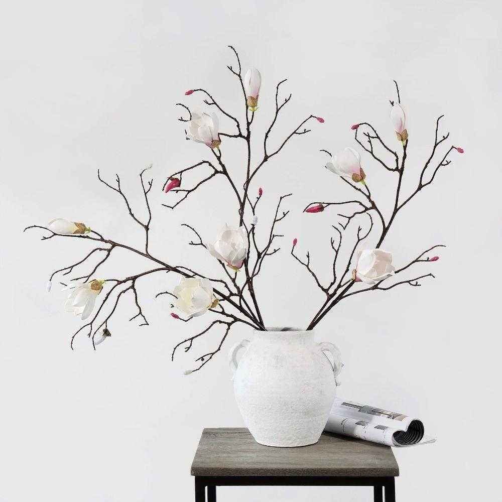 Large Artificial Magnolia Flower Real Touch Handmade Faux Magnolia Branch Plastic Realistic Artificial Orchid Teacher's Day