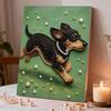 5D Pearl Painting Kit Framed with Running Dog Design Sparkling Bead Art Canvas DIY Relaxing Craft for Wall Decor Gift Home Art Projects