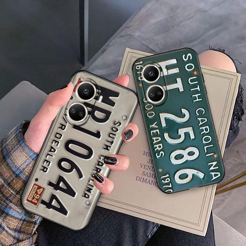 Vintage Classic License Plate Case For HUAWEI NOVA Y70 3I 7I 8I 9SE P30 Y9 HONOR 8X 9X 20 90 X5 X6B X7A X7B X8B X9 X9B X9A Case