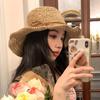 Chapeau femme été petit frais crochet paille polyvalent pliable chapeau de soleil vacances bord de mer plage chapeau de soleil