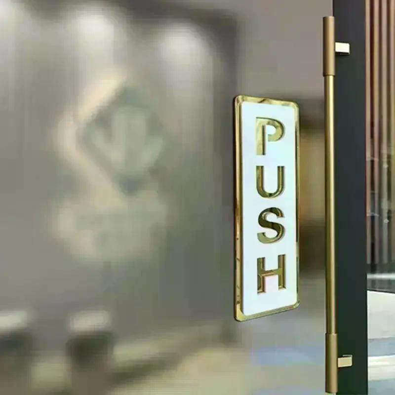 2PCS Acrylic Push Pull Door Signs Shops Self-Adhesive Pull Door