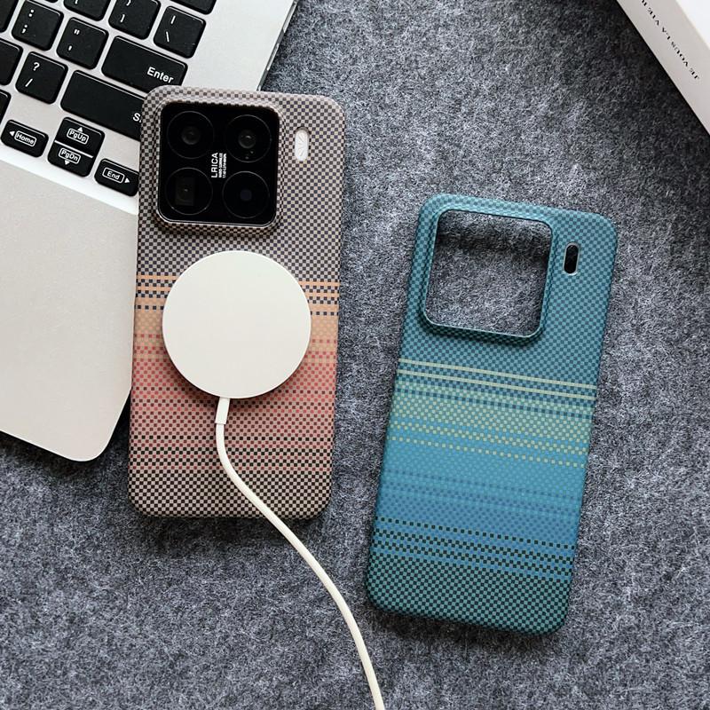 Suitable for Xiaomi 15ultra Half-pack Carbon Fiber Textured Phone Case and Kevlar Textured Xiaomi 14pro Matte Anti-drop Case