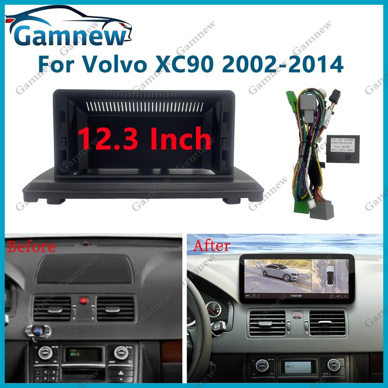 12.3 Inch Car Frame Fascia Cable Canbus Adapter Android Radio Audio Panel Kit For Volvo XC90 2002-2014