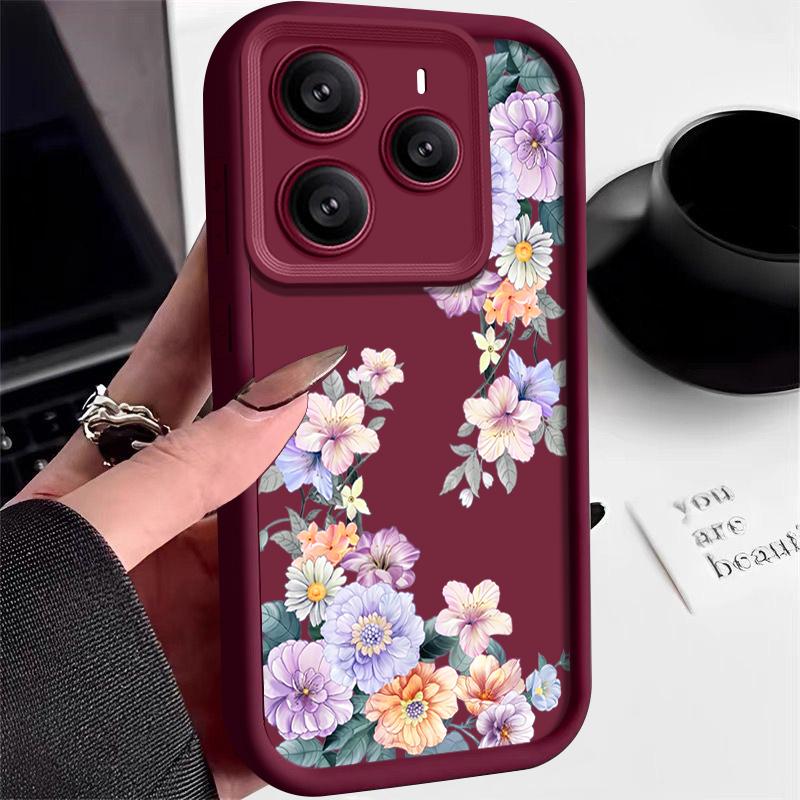 Color Floral Pattern TPU Soft Phone Case For Xiaomi 14T Pro 13T Poco F6 Pro X6 M6 X5 Redmi Note 14 Pro 13 12 11 10 Matte Shockproof Back Cover